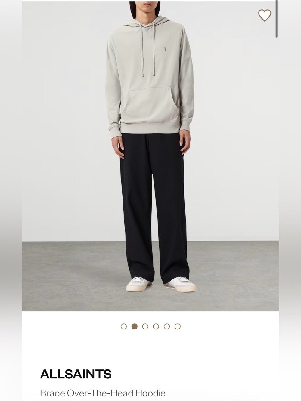 AllSaints Ramskull Hoodie Gray Men’s M Minimal Streetwear Pullover Sweatshirt